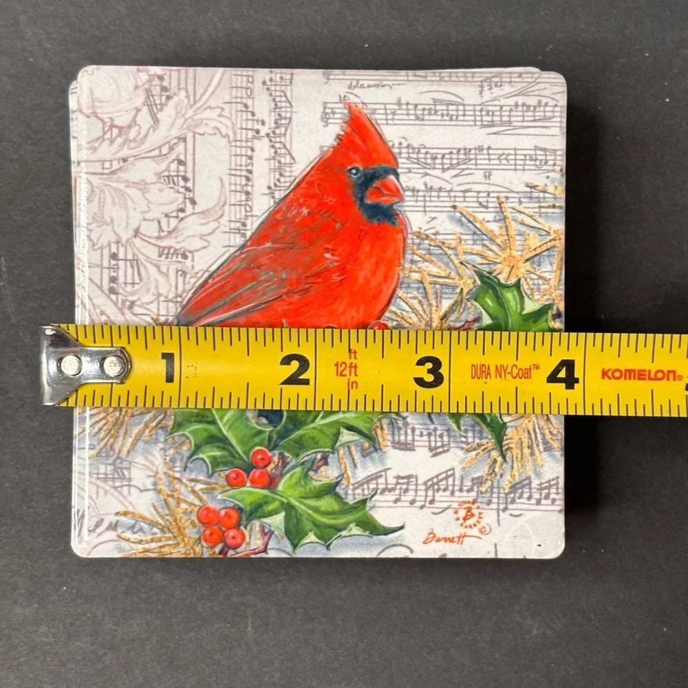 Chad Barrett Birds Coaster Set Holiday Birds Set Of 4 Glossy Cork Backing 4